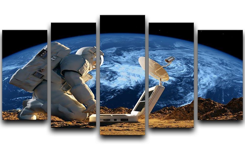 Astronaut working on the Moon 5 Split Panel Canvas  - Canvas Art Rocks - 1