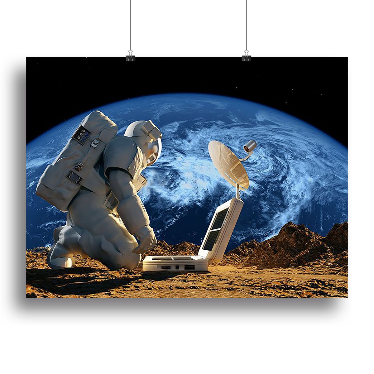Astronaut working on the Moon Canvas Print or Poster