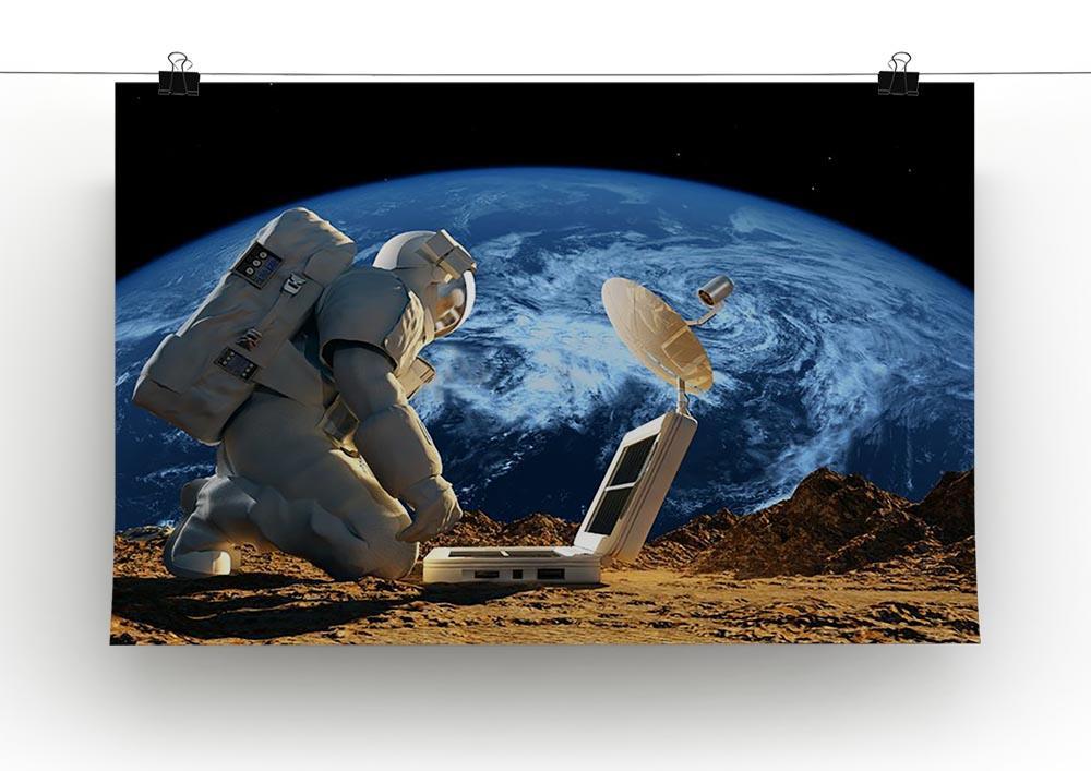 Astronaut working on the Moon Canvas Print or Poster - Canvas Art Rocks - 2