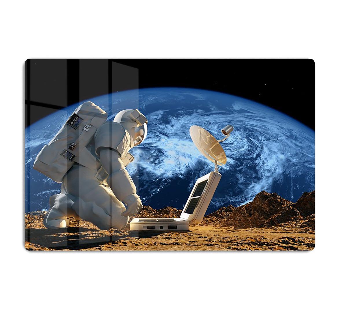 Astronaut working on the Moon HD Metal Print