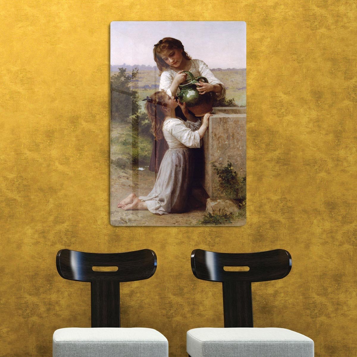 At The Fountain 2 By Bouguereau HD Metal Print