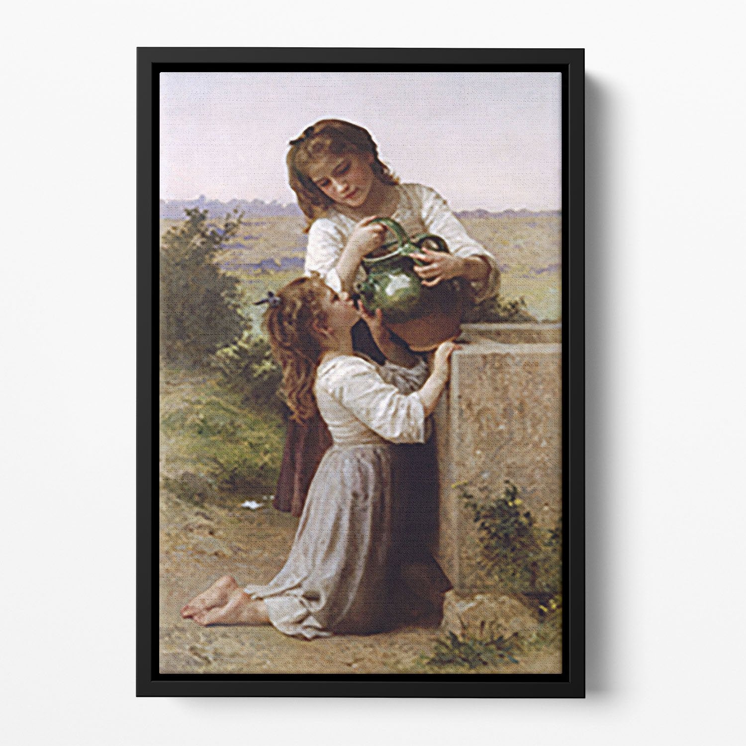 At The Fountain By Bouguereau Floating Framed Canvas