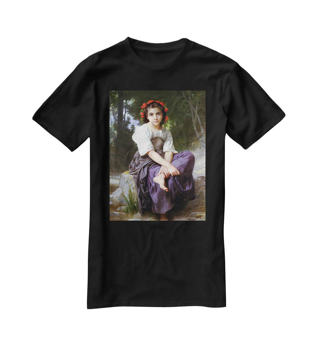 At the Edge of the Brook 2 By Bouguereau T-Shirt - Canvas Art Rocks - 1