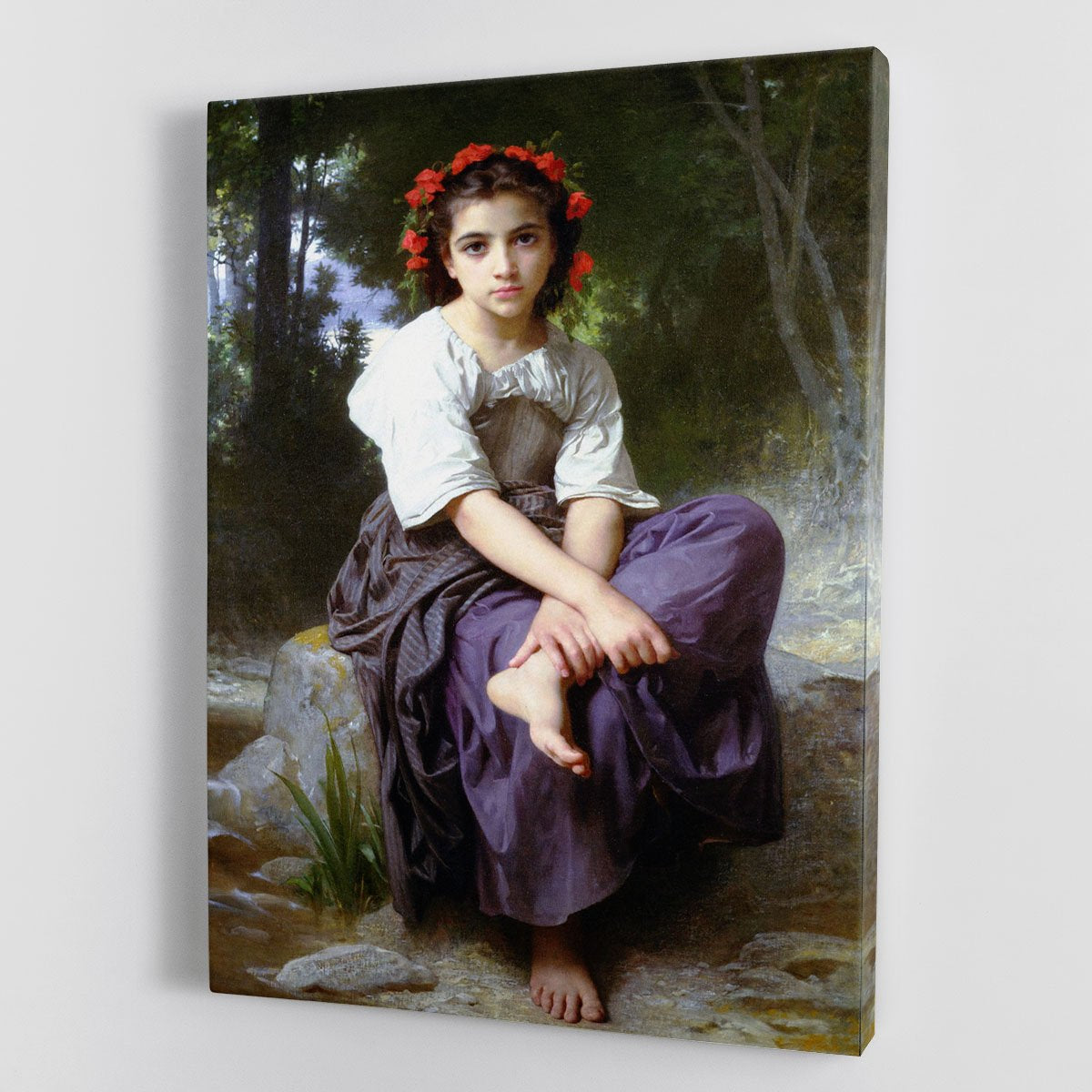 At the Edge of the Brook 2 By Bouguereau Canvas Print or Poster