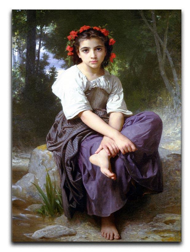 At the Edge of the Brook 2 By Bouguereau Canvas Print or Poster  - Canvas Art Rocks - 1