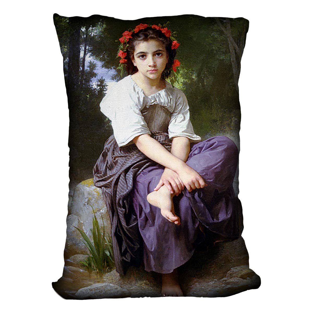 At the Edge of the Brook 2 By Bouguereau Throw Pillow