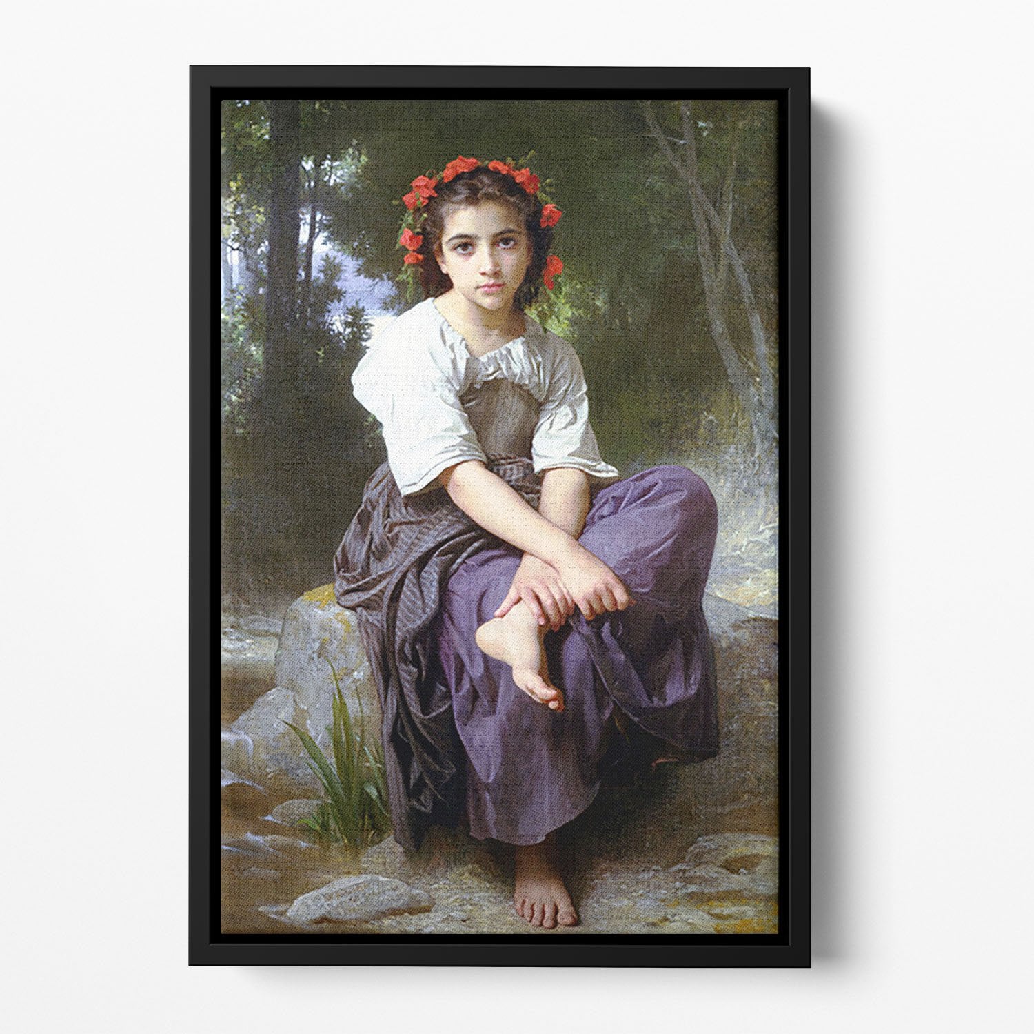 At the Edge of the Brook 2 By Bouguereau Floating Framed Canvas