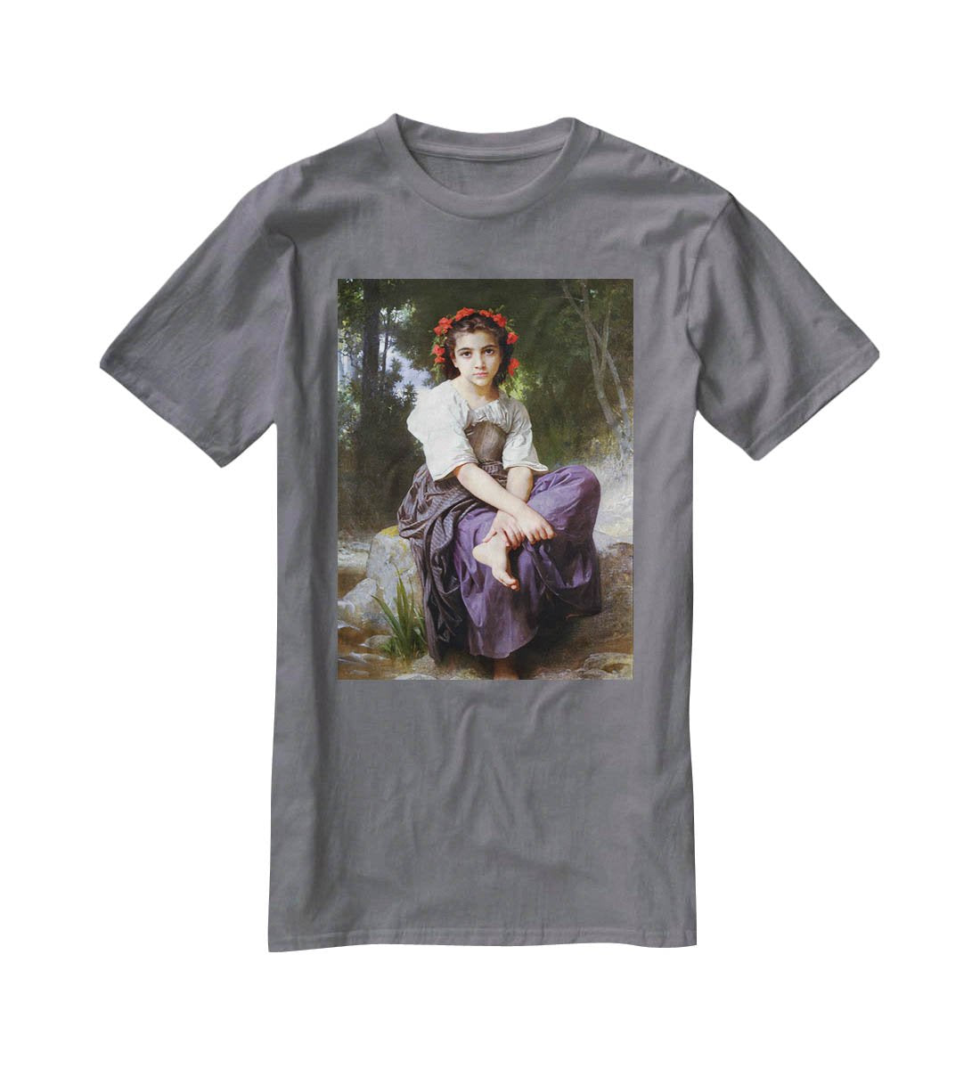At the Edge of the Brook 2 By Bouguereau T-Shirt - Canvas Art Rocks - 3