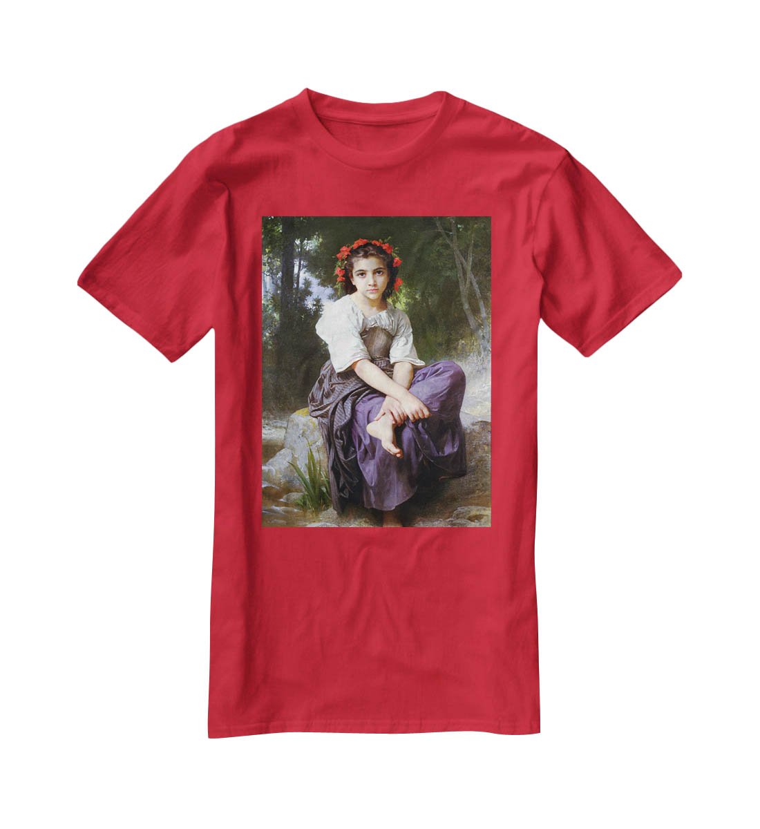 At the Edge of the Brook 2 By Bouguereau T-Shirt - Canvas Art Rocks - 4