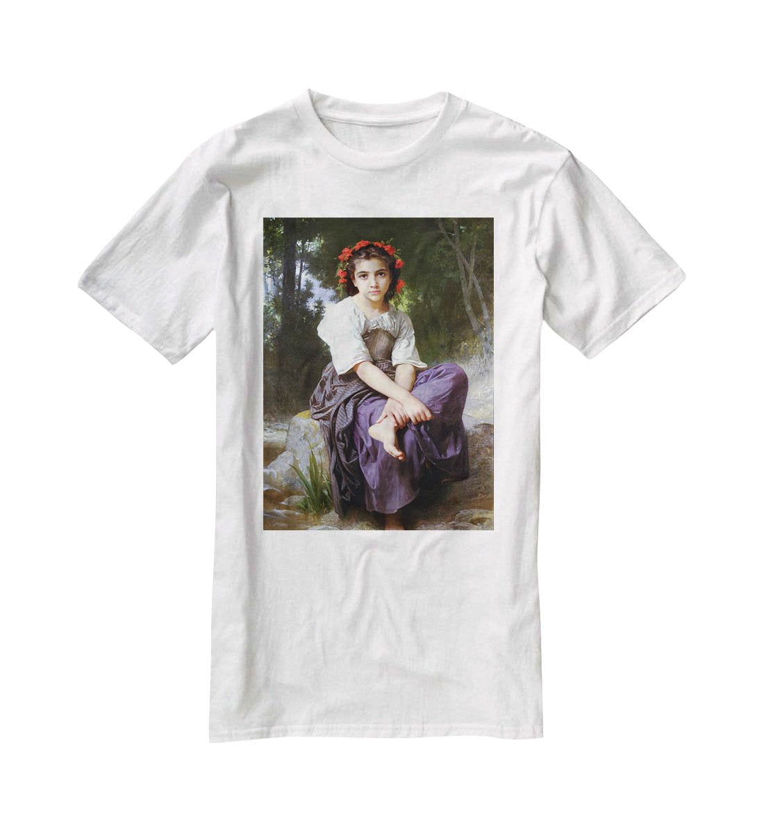 At the Edge of the Brook 2 By Bouguereau T-Shirt - Canvas Art Rocks - 5
