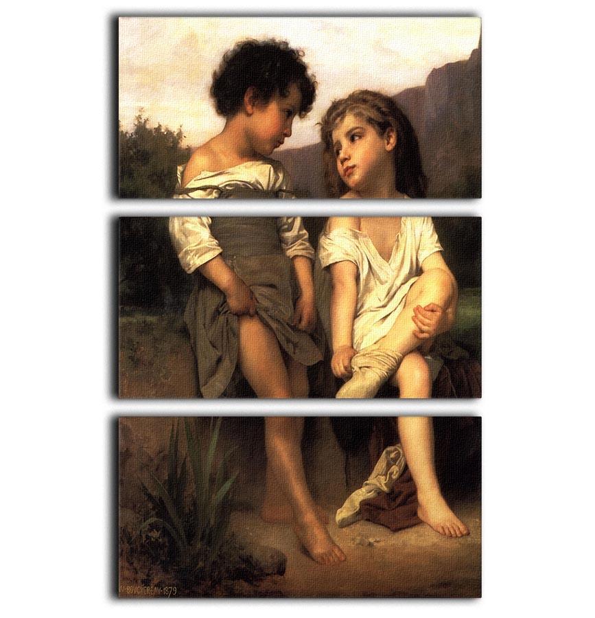 At the Edge of the Brook By Bouguereau 3 Split Panel Canvas Print - Canvas Art Rocks - 1
