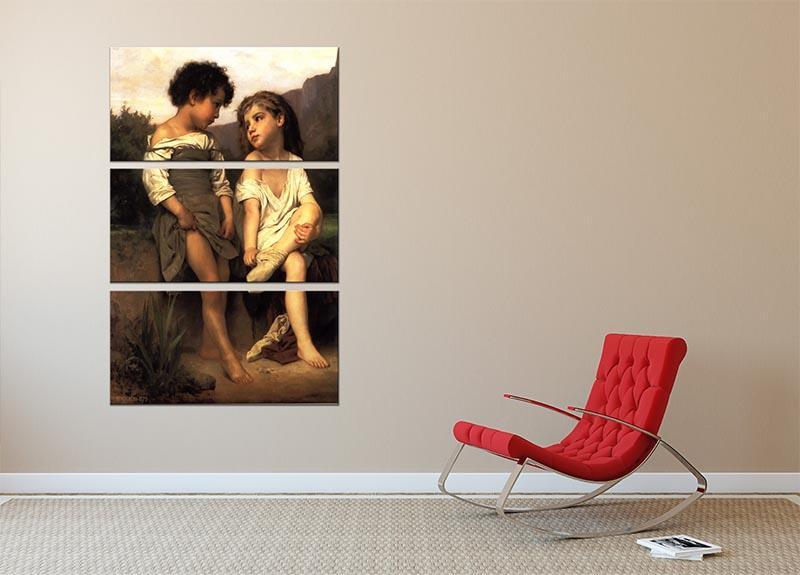At the Edge of the Brook By Bouguereau 3 Split Panel Canvas Print - Canvas Art Rocks - 2
