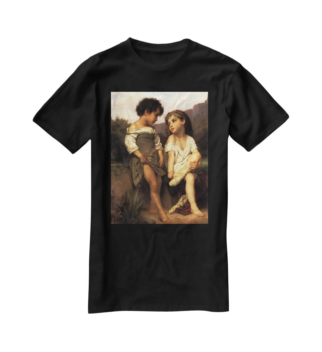 At the Edge of the Brook By Bouguereau T-Shirt - Canvas Art Rocks - 1