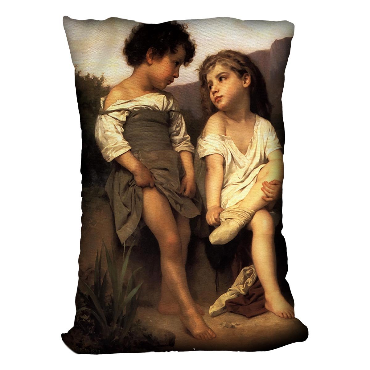 At the Edge of the Brook By Bouguereau Throw Pillow