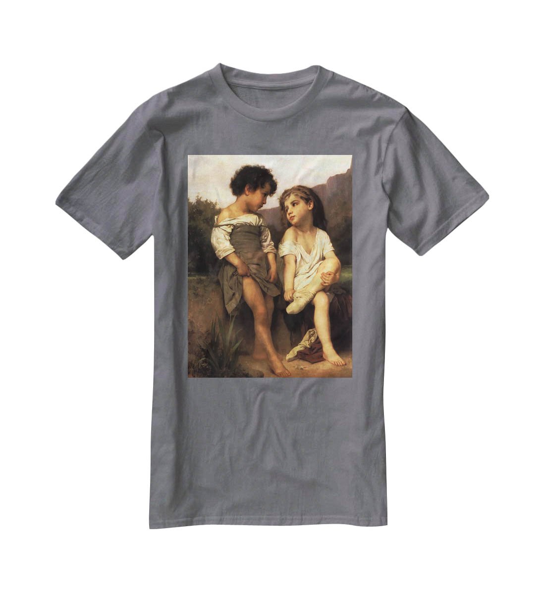 At the Edge of the Brook By Bouguereau T-Shirt - Canvas Art Rocks - 3