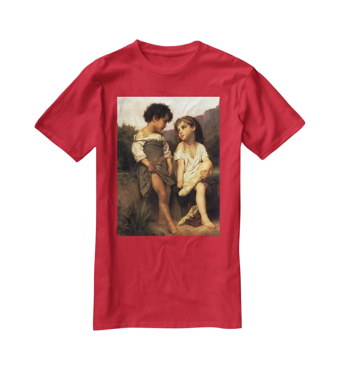 At the Edge of the Brook By Bouguereau T-Shirt - Canvas Art Rocks - 4