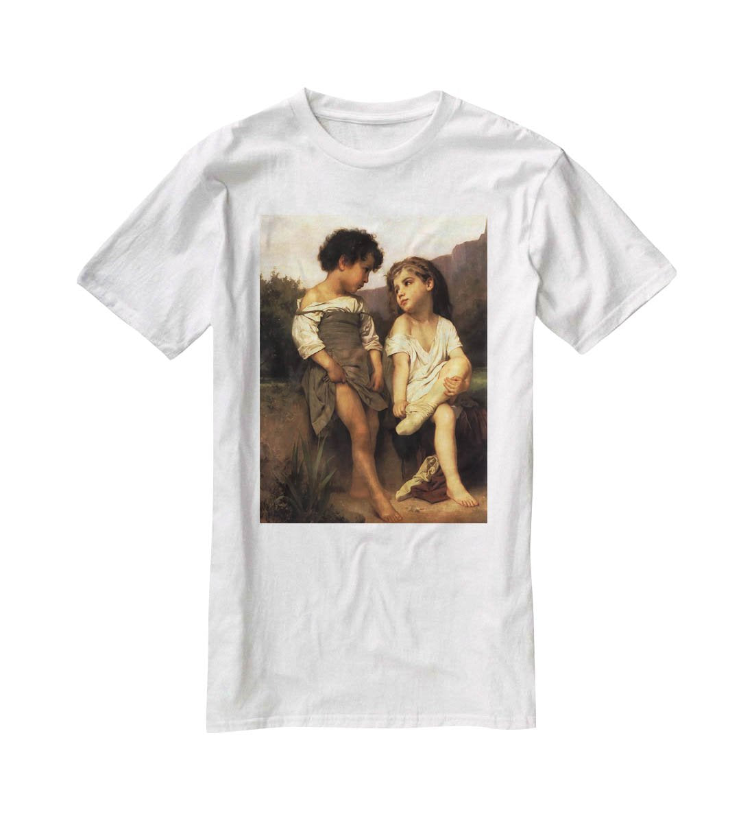 At the Edge of the Brook By Bouguereau T-Shirt - Canvas Art Rocks - 5