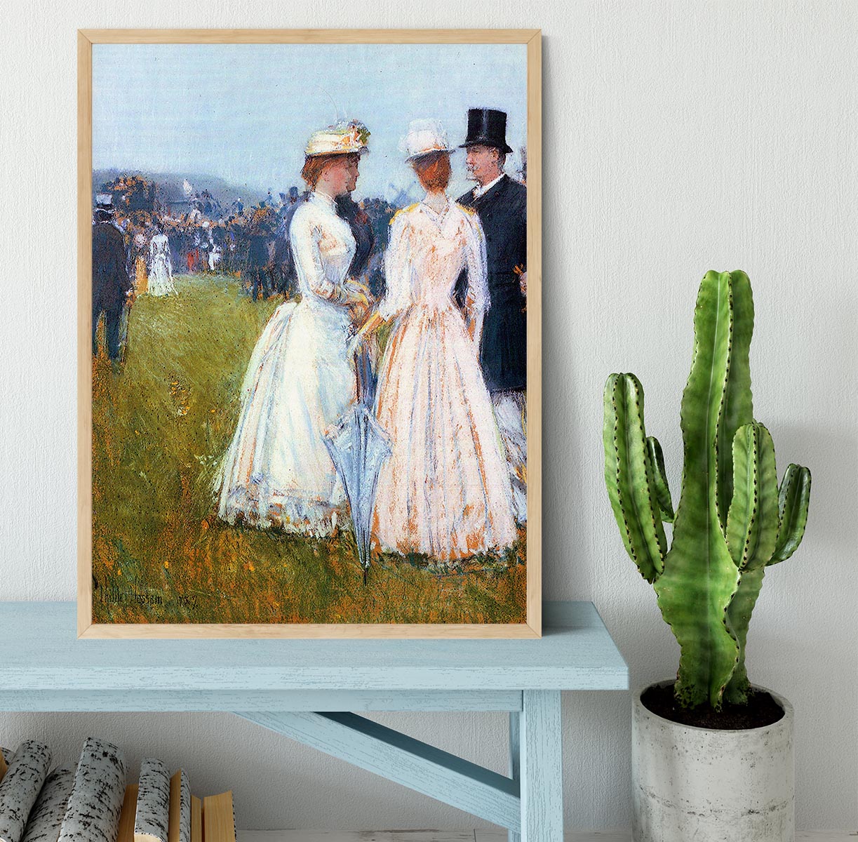 At the Grand Prix in Paris by Hassam Framed Print - Canvas Art Rocks - 4