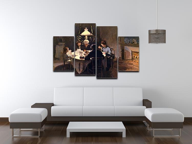 At the Table by Monet 4 Split Panel Canvas - Canvas Art Rocks - 3