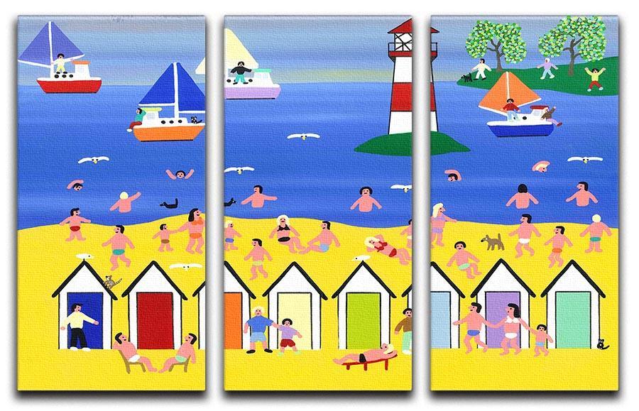 At the beach hut by Gordon Barker 3 Split Panel Canvas Print - Canvas Art Rocks - 1