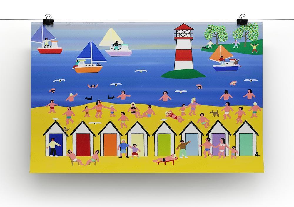 At the beach hut by Gordon Barker Canvas Print or Poster - Canvas Art Rocks - 2