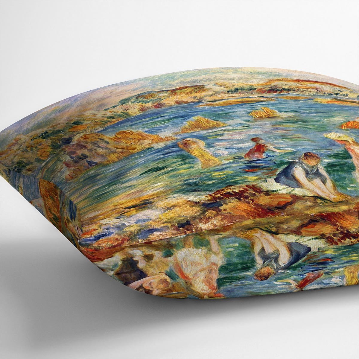 At the beach of Guernesey by Renoir Throw Pillow