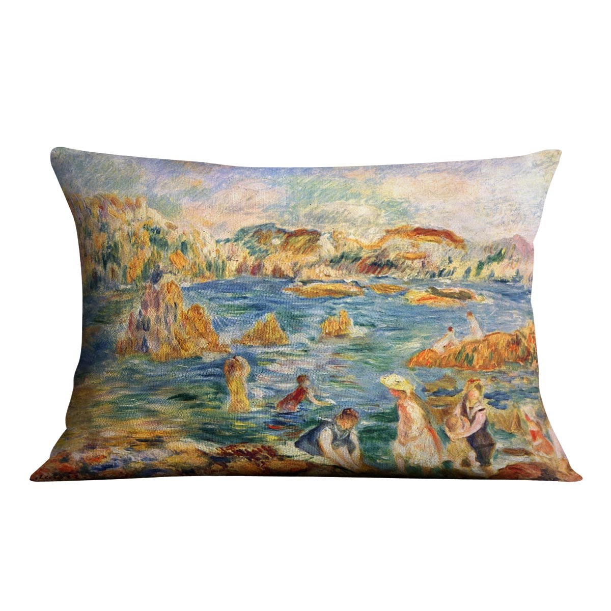 At the beach of Guernesey by Renoir Throw Pillow