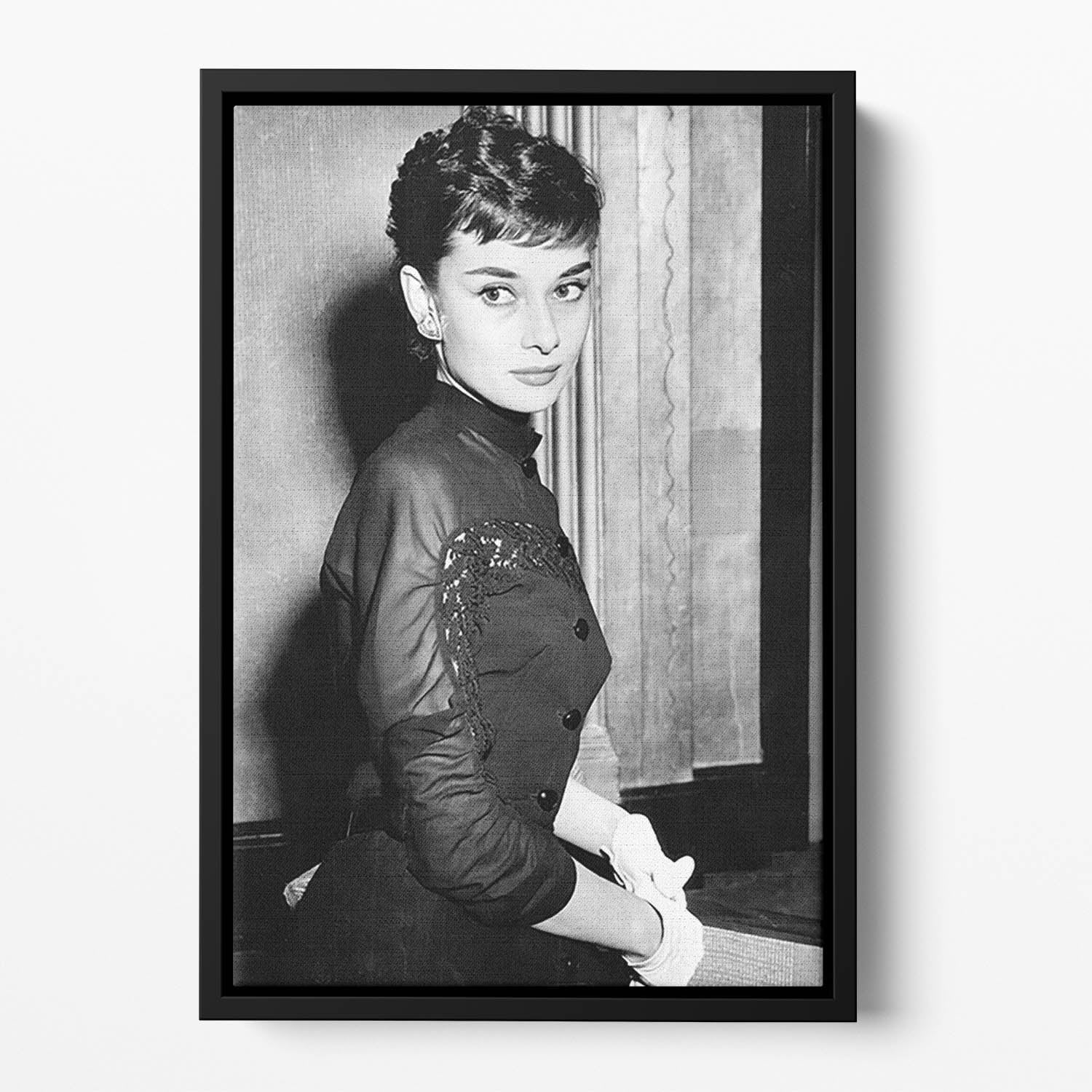 Audrey Hepburn in 1953 Floating Framed Canvas