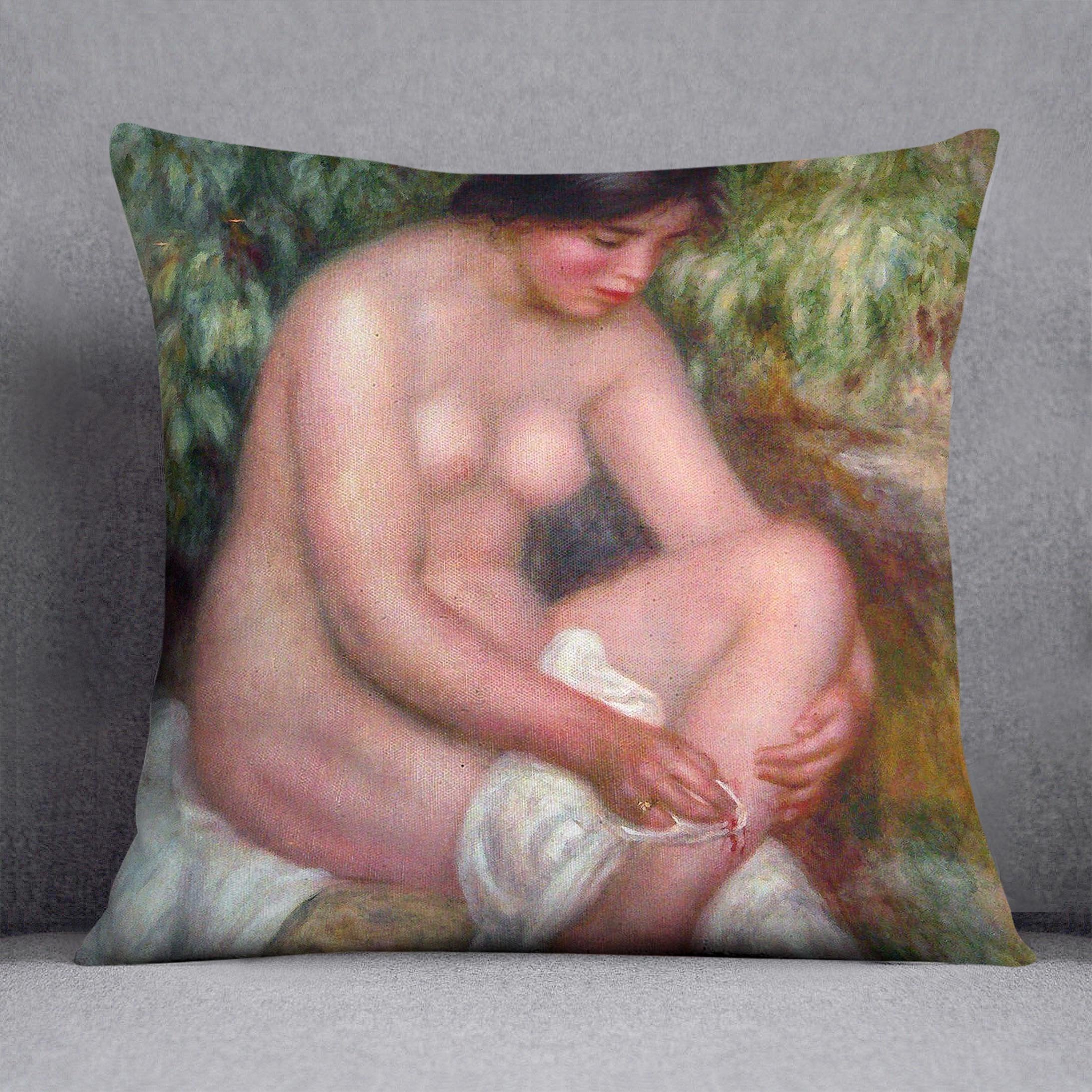August Renoir Bathing by Renoir Throw Pillow