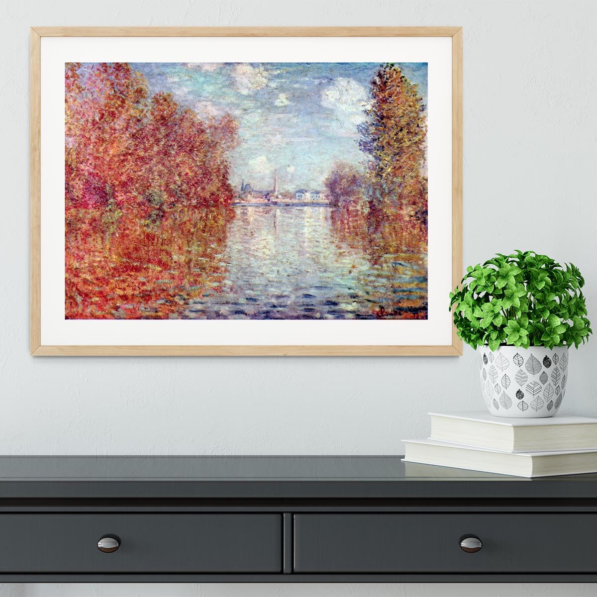 Autumn in Argenteuil by Monet Framed Print - Canvas Art Rocks - 3