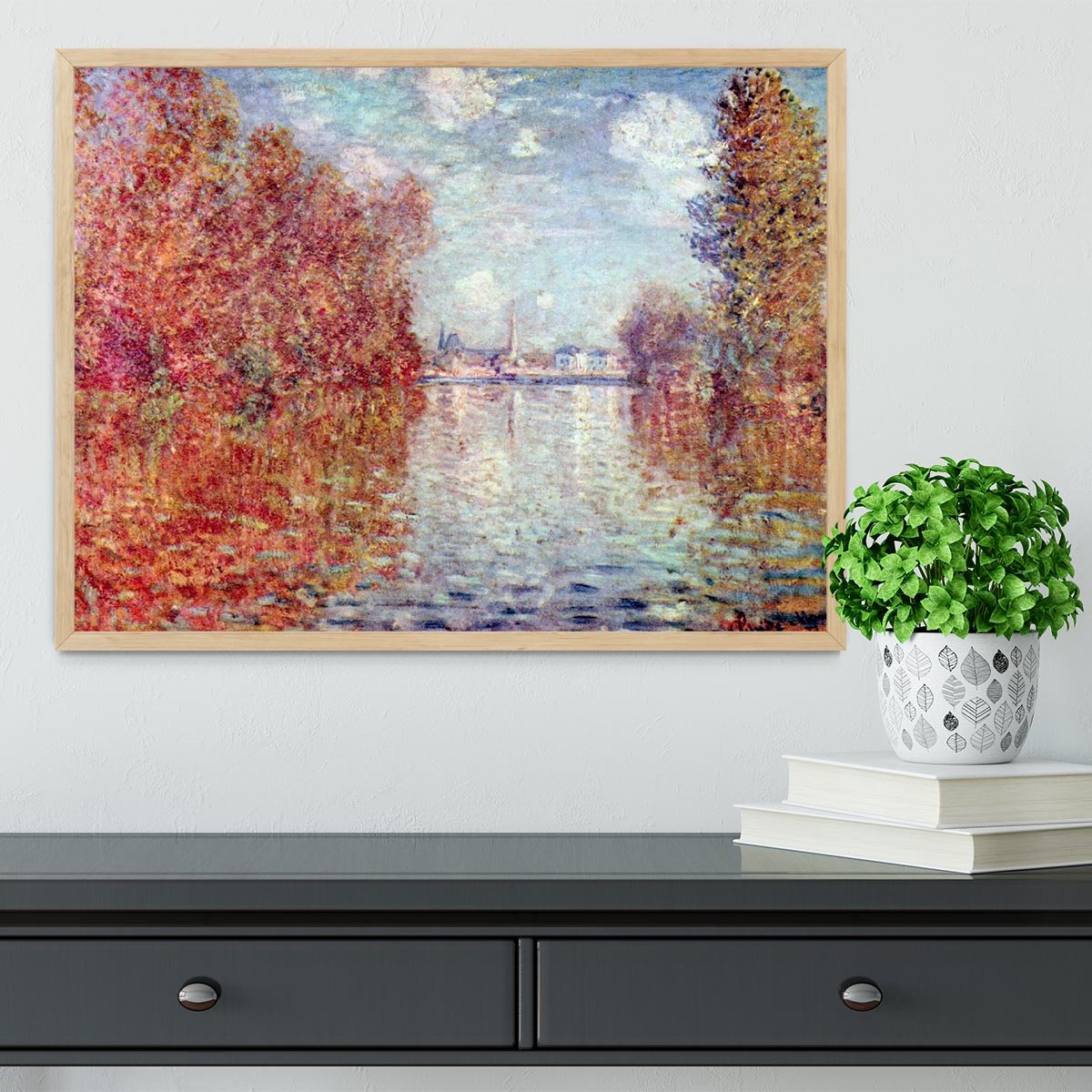 Autumn in Argenteuil by Monet Framed Print - Canvas Art Rocks - 4