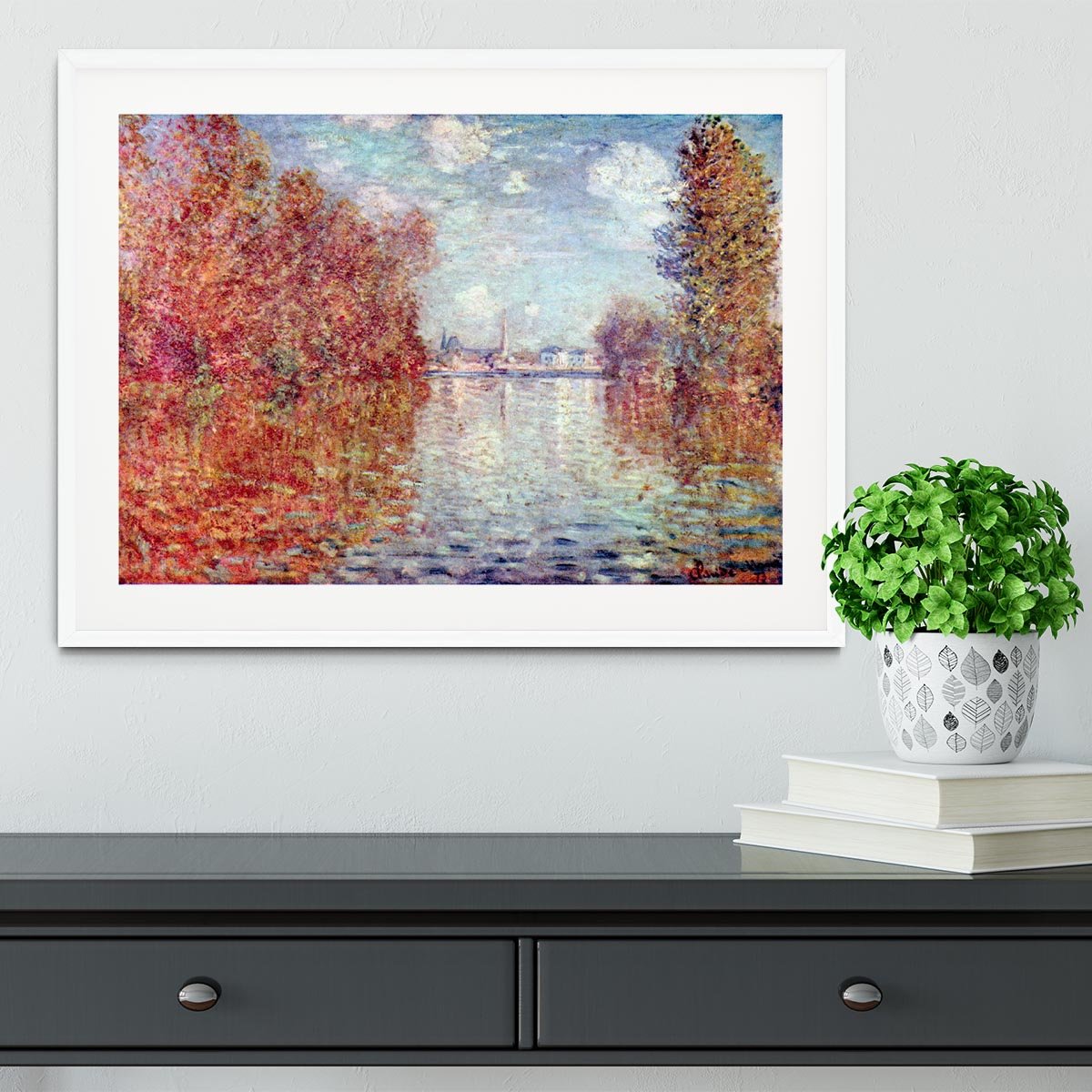 Autumn in Argenteuil by Monet Framed Print - Canvas Art Rocks - 5