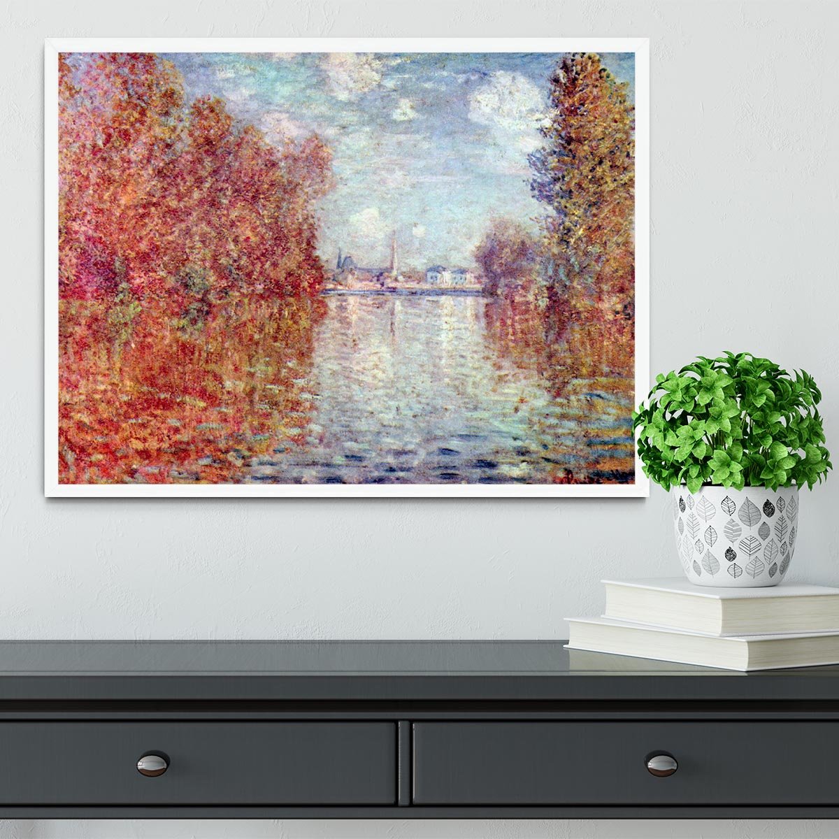 Autumn in Argenteuil by Monet Framed Print - Canvas Art Rocks -6