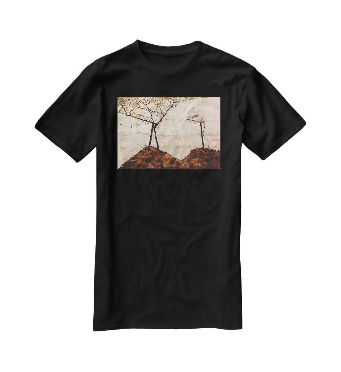 Autumn sun and trees by Egon Schiele T-Shirt - Canvas Art Rocks - 1