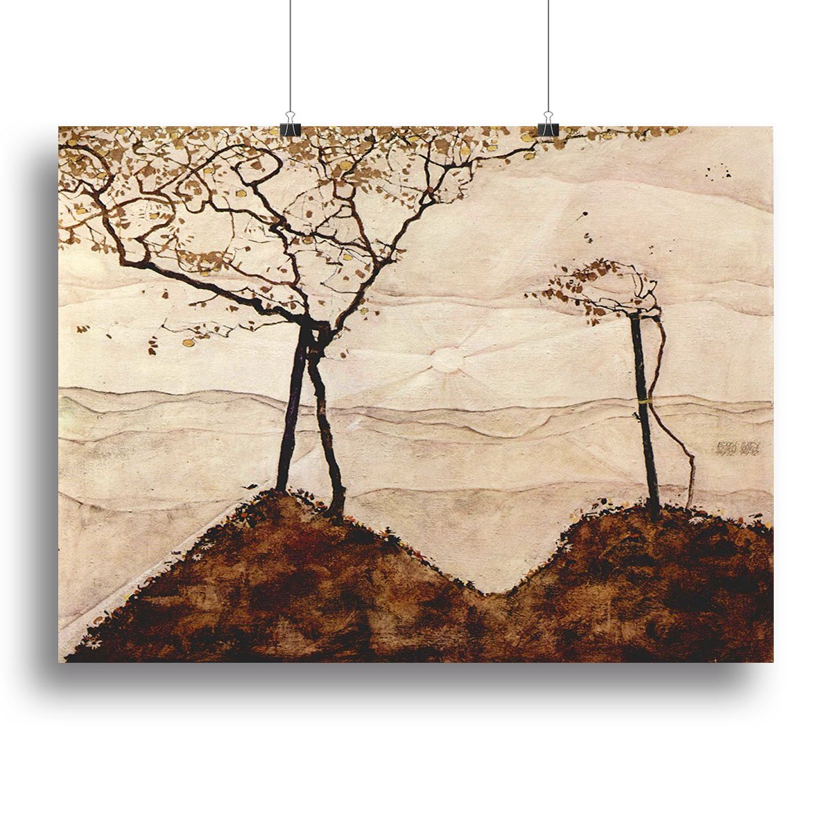 Autumn sun and trees by Egon Schiele Canvas Print or Poster
