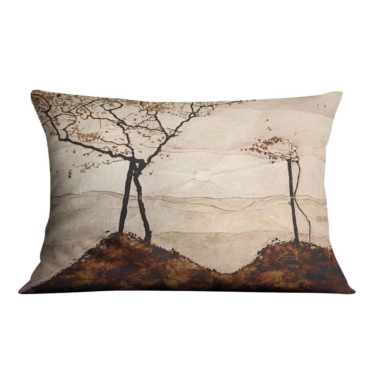 Autumn sun and trees by Egon Schiele Cushion
