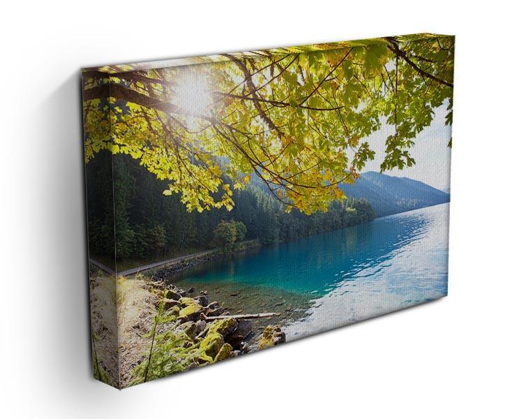 Autumn sun flare on lake Canvas Print or Poster - Canvas Art Rocks - 3