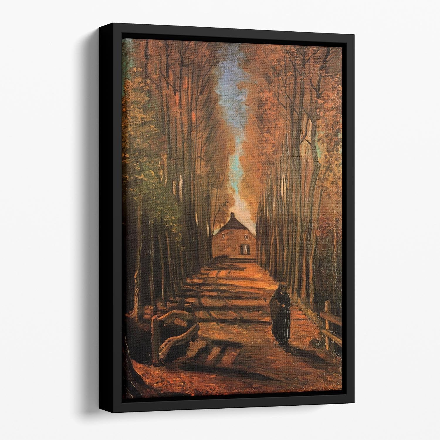 Avenue of Poplars in Autumn by Van Gogh Floating Framed Canvas