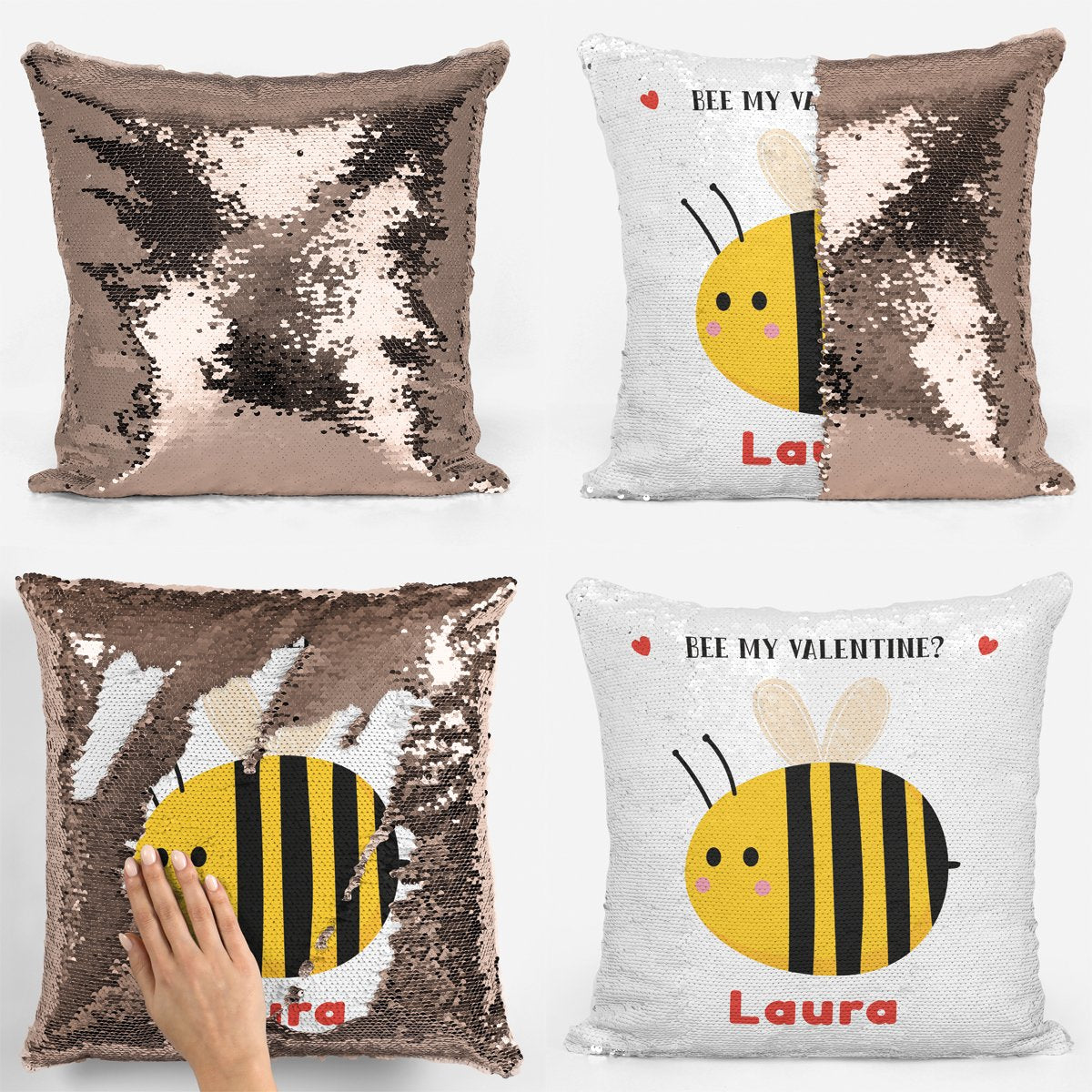 Bee My Valentine Sequin Cushion