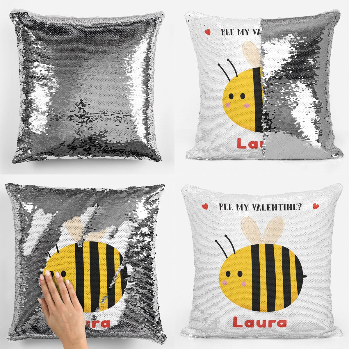 Bee My Valentine Sequin Cushion