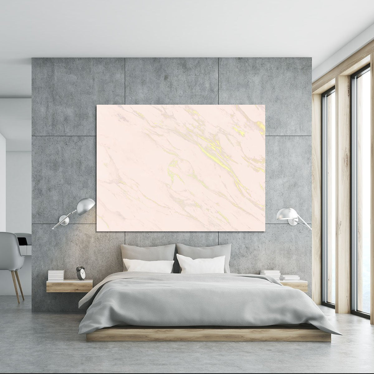 Baby Pink Marble with Gold Veins Canvas Print or Poster