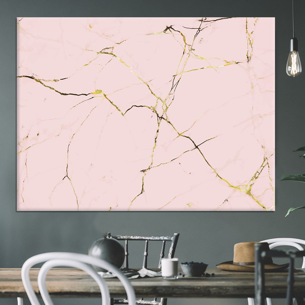 Baby Pink and Gold Marble Canvas Print or Poster