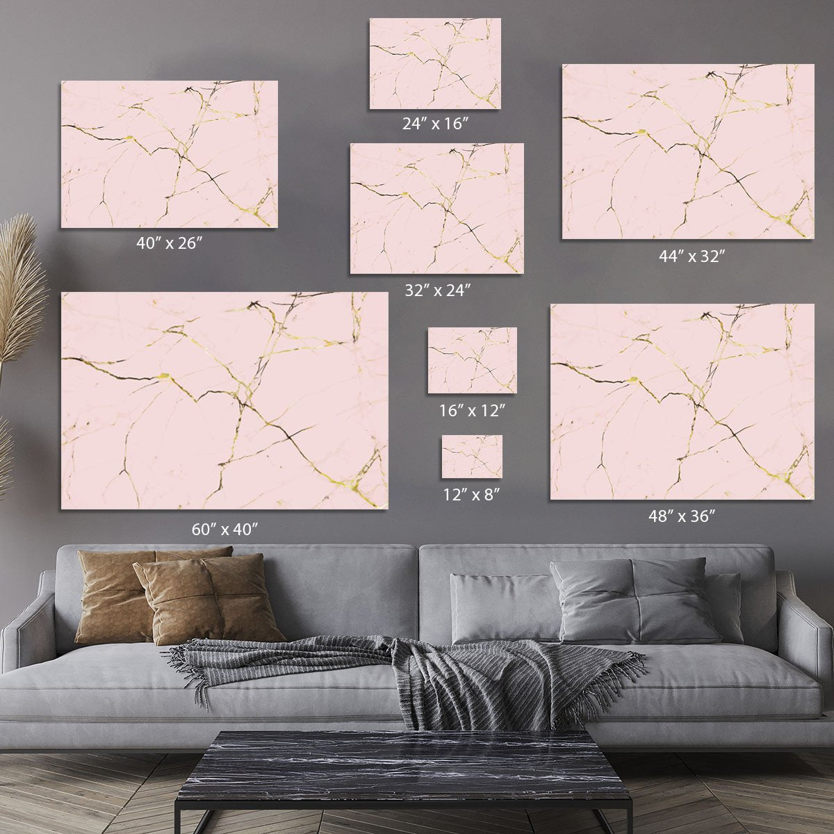 Baby Pink and Gold Marble Canvas Print or Poster