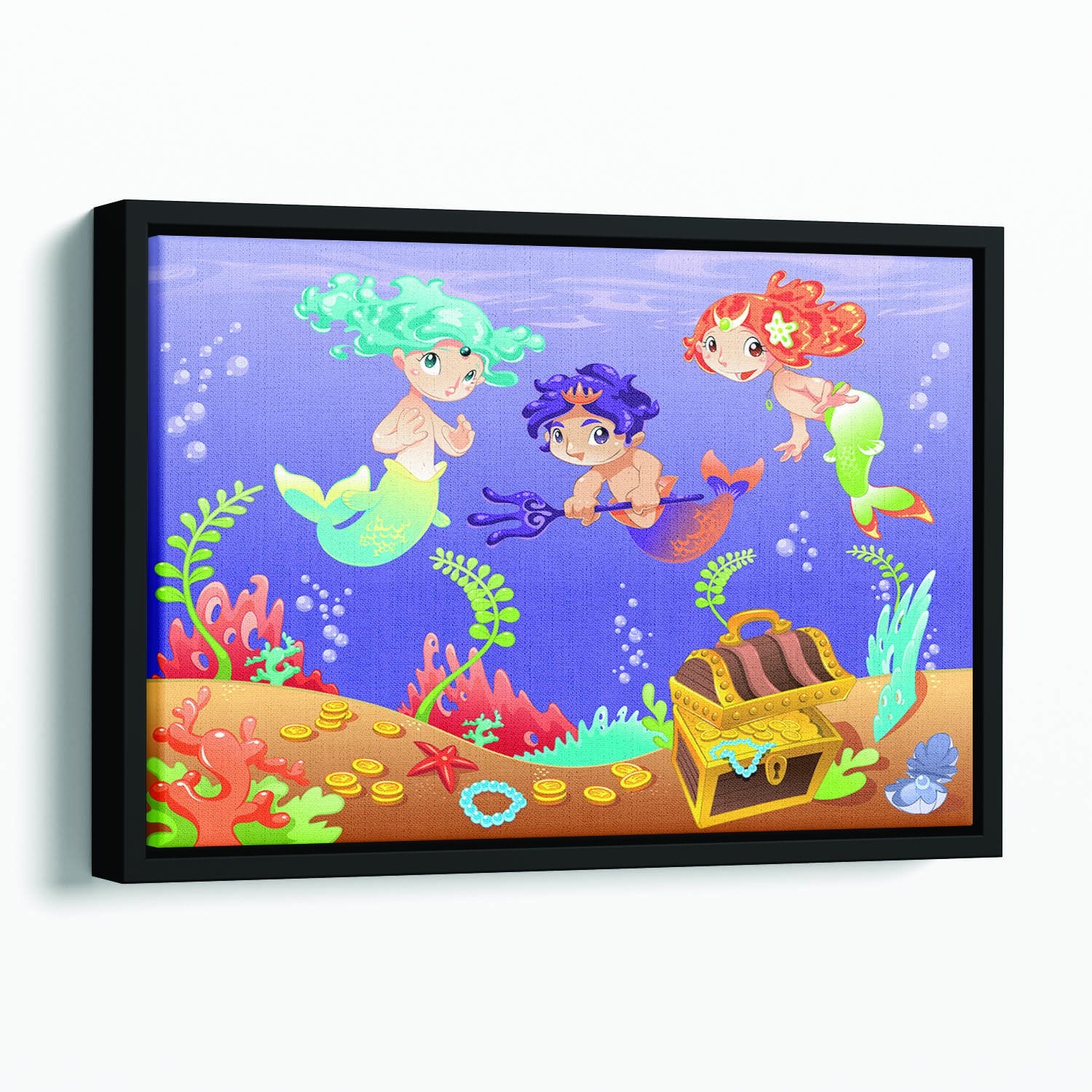Baby Sirens and Baby Triton Floating Framed Canvas
