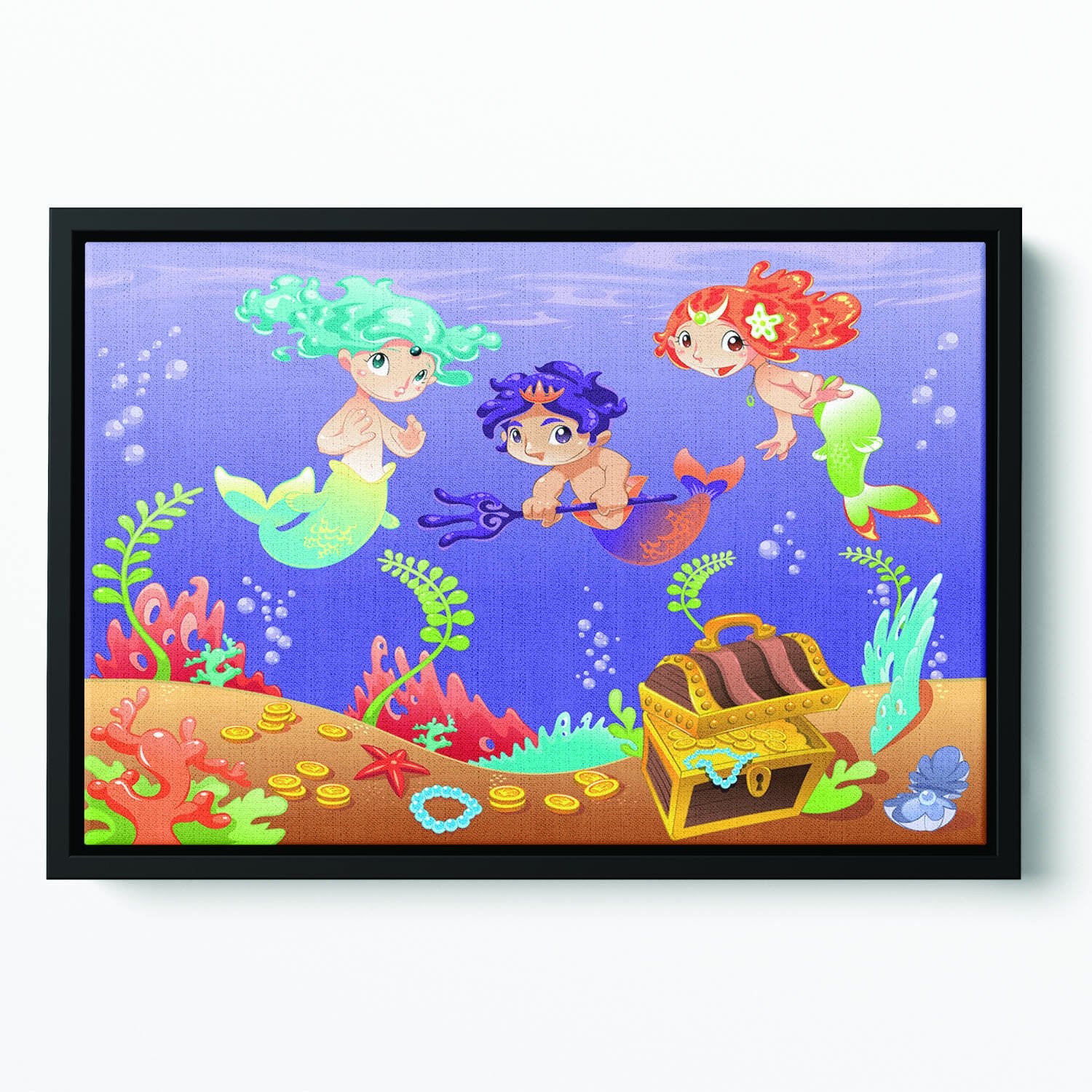 Baby Sirens and Baby Triton Floating Framed Canvas