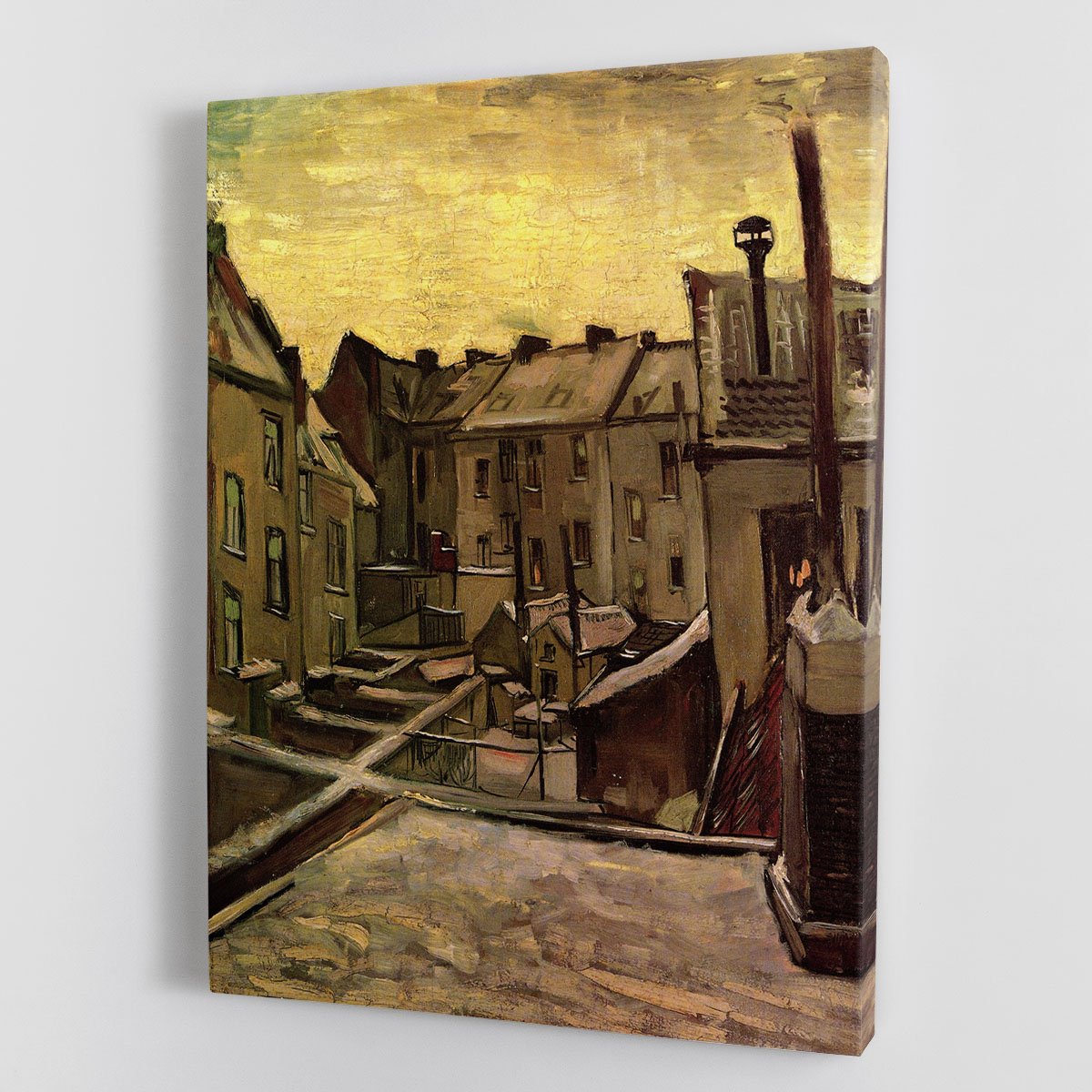 Backyards of Old Houses in Antwerp in the Snow by Van Gogh Canvas Print or Poster