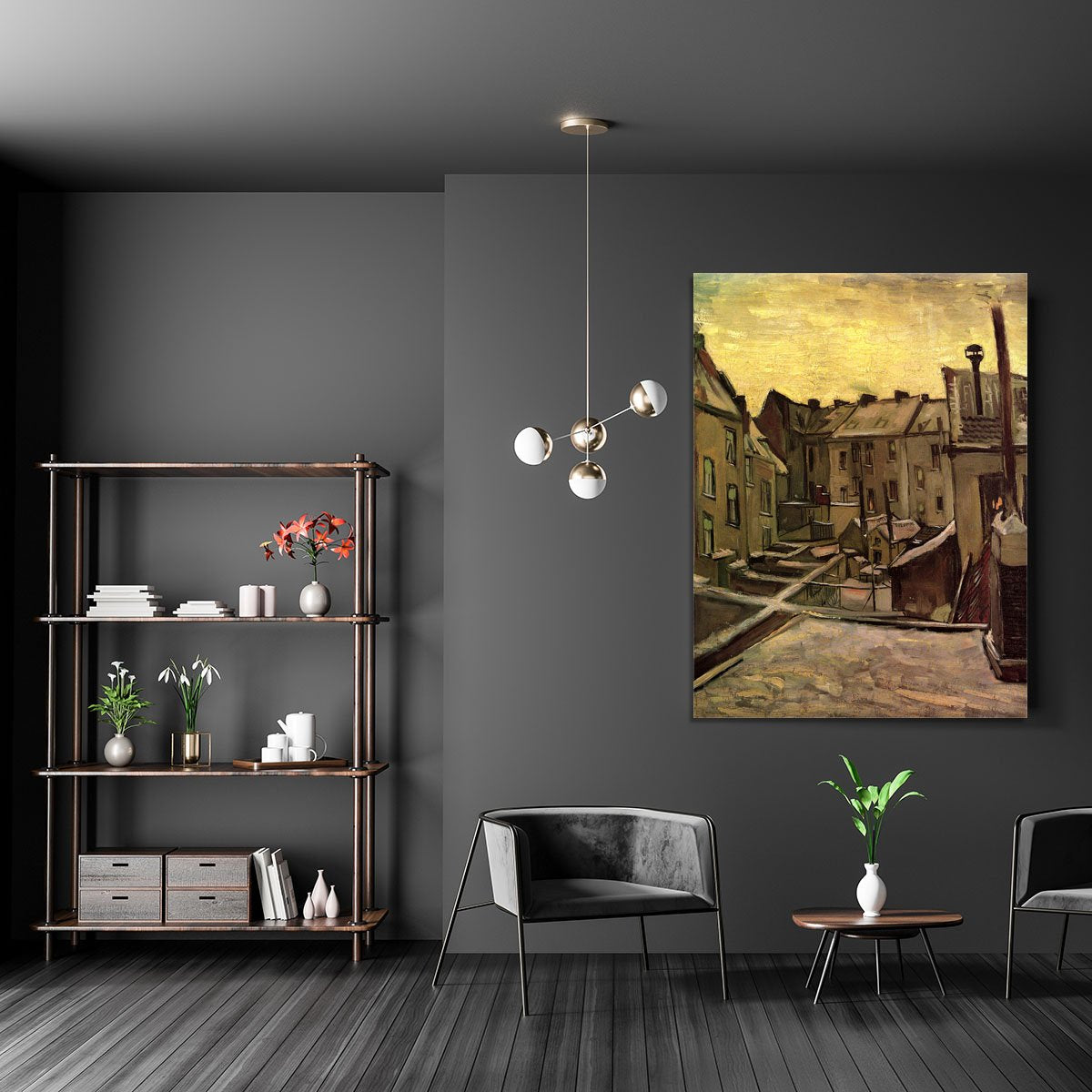 Backyards of Old Houses in Antwerp in the Snow by Van Gogh Canvas Print or Poster