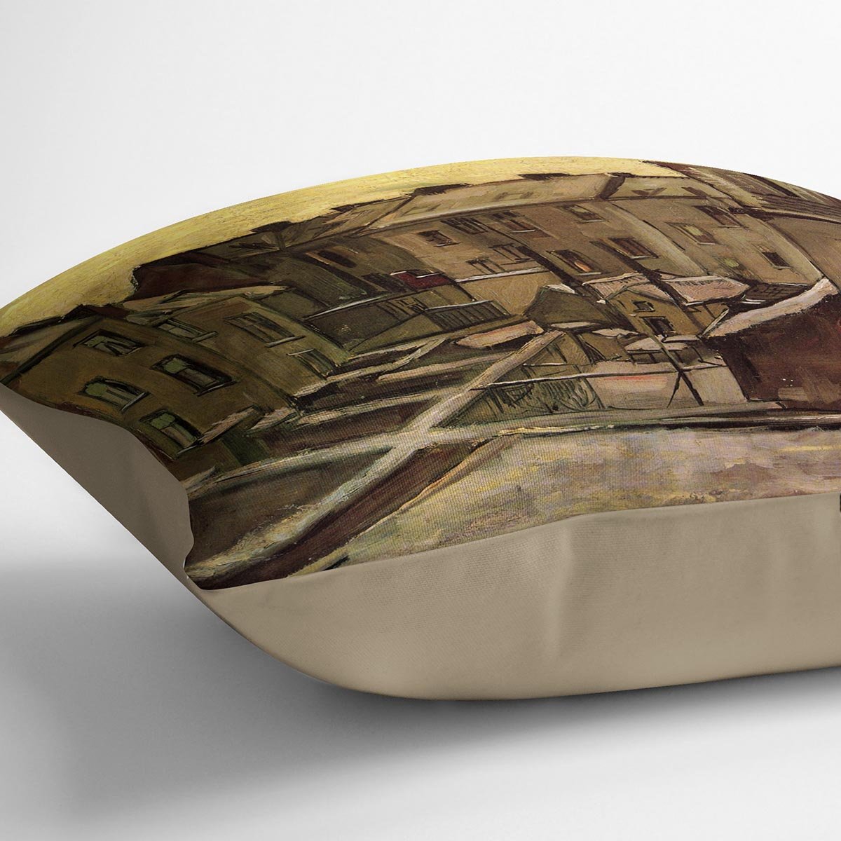 Backyards of Old Houses in Antwerp in the Snow by Van Gogh Throw Pillow