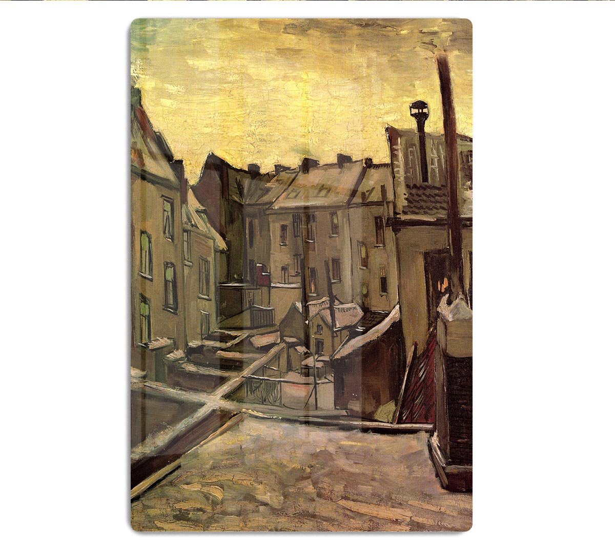 Backyards of Old Houses in Antwerp in the Snow by Van Gogh HD Metal Print