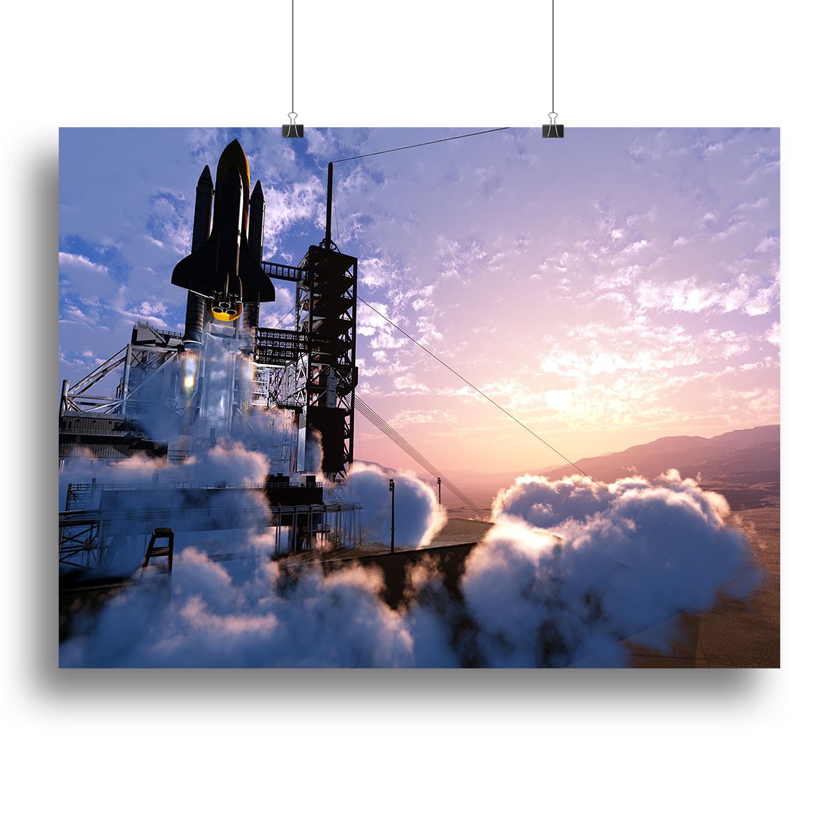 Baikonur with the spacecraft against the sky Canvas Print or Poster
